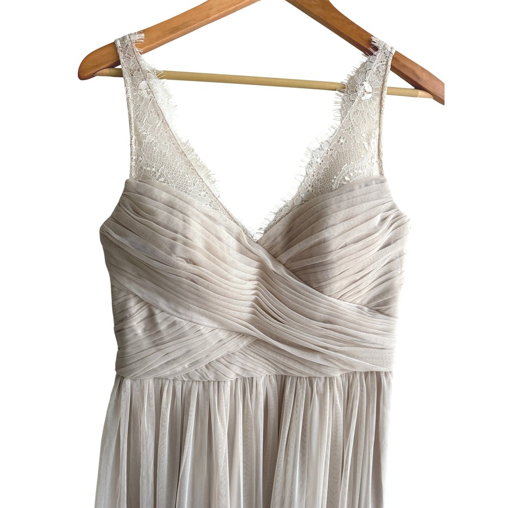 Hitherto BHLDN Tulle Lace Maxi Gown Dress Champagne Tan Romantic Fairy 6 - Picture 2 of 8